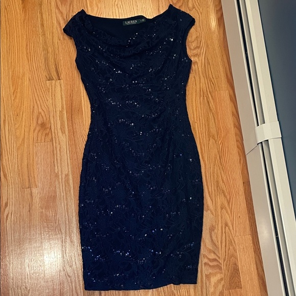 Ralph Lauren Midnight Blue Sequin Mini Dress - Picture 1 of 2